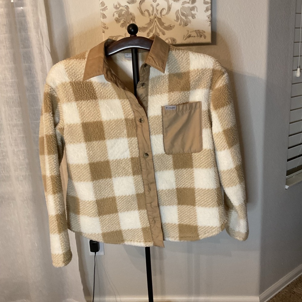 Columbia Buffalo Plaid Tan and Cream Women's Shacket
